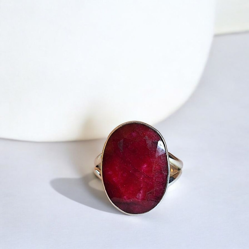 Natural ruby ring,@5ct in silver - Picture 2 of 10